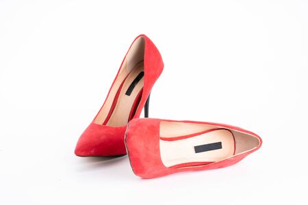 Red heels or stiletto isolated on whiteの写真素材