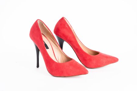 Red heels or stiletto isolated on whiteの写真素材