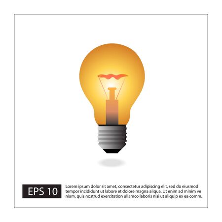 light bulb glowing in yellow vector iconのイラスト素材