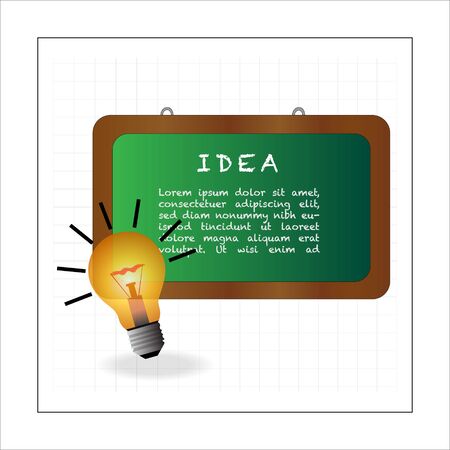Light bulb glowing in yellow, idea concept, flat designのイラスト素材