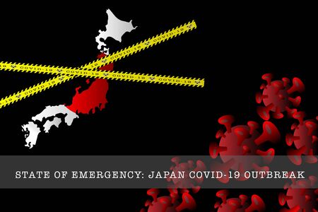 Japan State of Emergency. COVID-19 outbreak in Japan vectorのイラスト素材