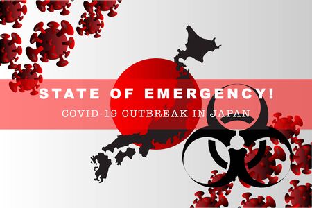 Japan State of Emergency. COVID-19 outbreak in Japan vectorのイラスト素材