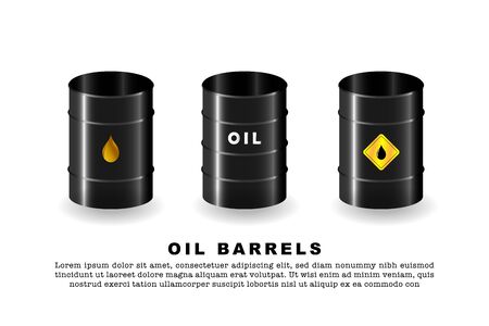 Black Oil Barrels vector icon setのイラスト素材