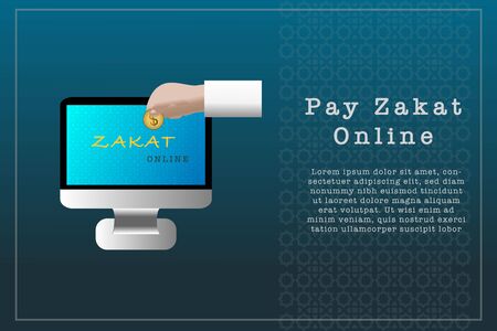 Online Zakat payment concept, islamic vectorのイラスト素材