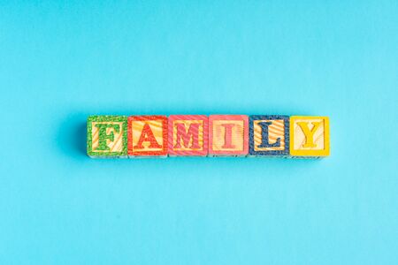 â€œFAMILYâ€ wordings on wooden blocks, happy family concept