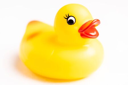 Yellow Rubber Duck isolated against whiteの写真素材