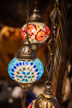 Closed up shots of colourful Arabic Lampの写真素材