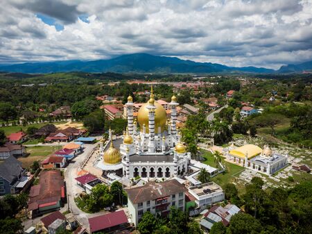 Aerial view of Masjid Ubudiah or Ubudiah Mosque, Kuala Kangsar, Perakの写真素材