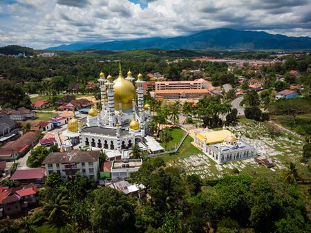 Aerial view of Masjid Ubudiah or Ubudiah Mosque, Kuala Kangsar, Perakの写真素材