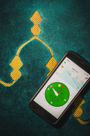 Digital Quran or Quran apps is used for muslim to read the text of Quran on an electronic device. Islamic flatlay conceptのeditorial素材