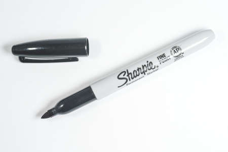 Sharpie permanent marker pen isolated on whiteのeditorial素材