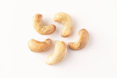 Cashew nuts isolated against whiteの写真素材
