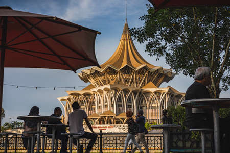 The Sarawak Legislative Building or Dewan Undangan Negeri (DUN) Sarawak at Kuching Waterfront.のeditorial素材