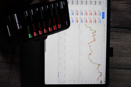 Trading forex with METATRADER 4 on Apple iPad Pro 11 inch. iPad Pro is the most user friendly which good for people on the go.のeditorial素材