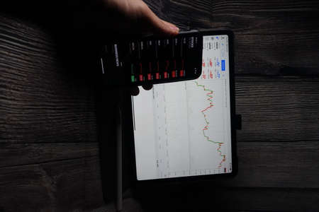 Trading forex with METATRADER 4 on Apple iPad Pro 11 inch. iPad Pro is the most user friendly which good for people on the go.のeditorial素材