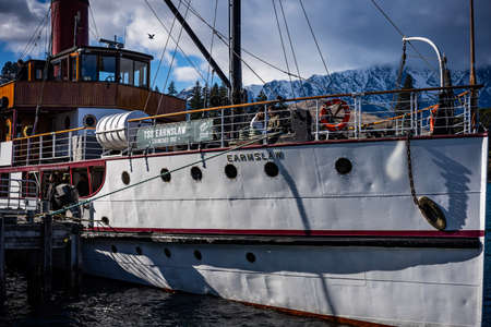 The TSS Earnslaw is a 1912 Edwardian vintage twin screw steamer plying the waters of Lake Wakatipu in New Zealand.のeditorial素材