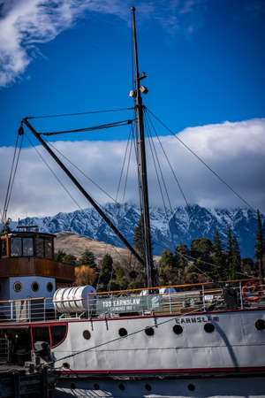 The TSS Earnslaw is a 1912 Edwardian vintage twin screw steamer plying the waters of Lake Wakatipu in New Zealand.のeditorial素材