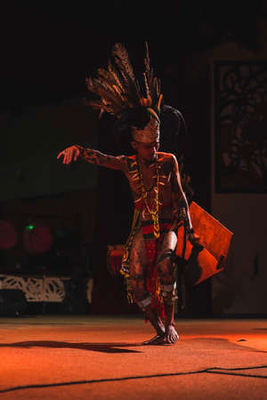 A Sarawakian Traditional dance by Sarawakian people in Sarawak Cultural Villageのeditorial素材
