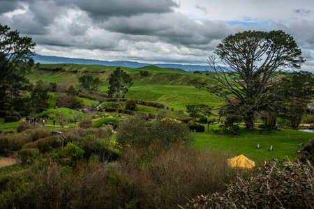 Hobbiton movie set for The Lord of The Rings in Matamata, New Zealandのeditorial素材