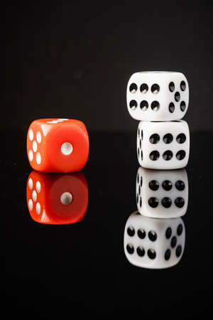 Red and White dices, Risk vs Reward conceptual shot.の写真素材