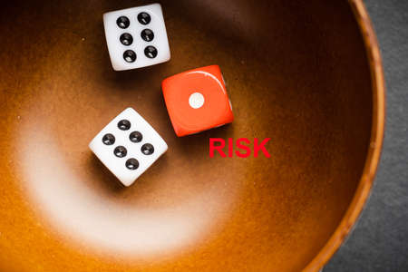 Red and White dices, Risk vs Reward conceptual shot.の写真素材