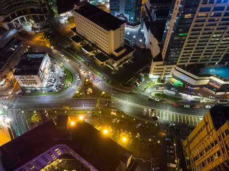 Aerial view of Kuching CIty, Sarawak during the nightのeditorial素材