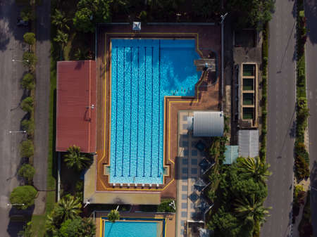 Top down aerial view of a Swimming Poolのeditorial素材