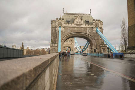 Tower Bridge, London on a Cloudy Dayのeditorial素材