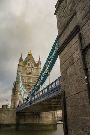 Tower Bridge, London on a Cloudy Dayのeditorial素材