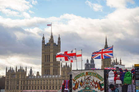 The Westminster Abbey, London on a cloudy dayのeditorial素材