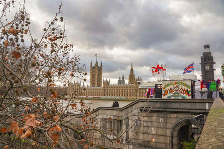 The Westminster Abbey, London on a cloudy dayのeditorial素材