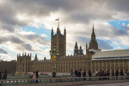 The Westminster Abbey, London on a cloudy dayのeditorial素材
