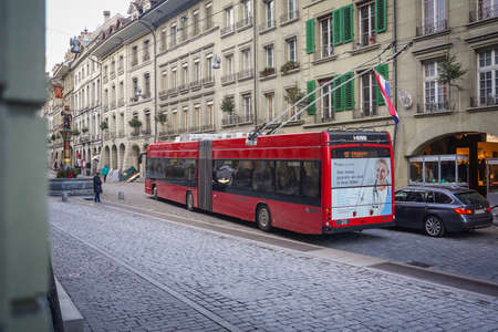 The beautiful old town of Bern at nightのeditorial素材