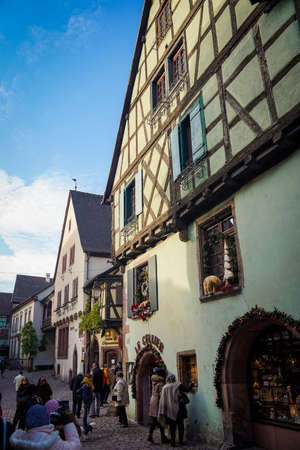 the beautiful village of riquewihr, Franceのeditorial素材