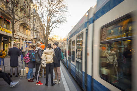 The tram in Zurich City, Switzerlandのeditorial素材