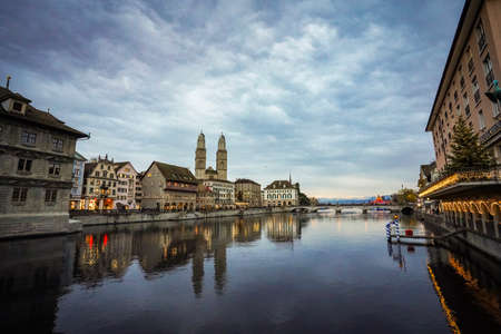 Beautiful Zurich City at Dawnのeditorial素材