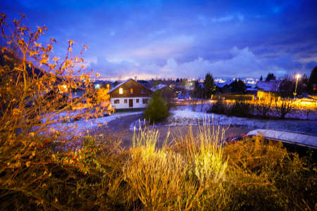 The beautiful mountain cottages in Thollon Les Memises, France in Winterの写真素材