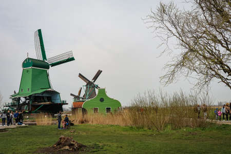 The windmills at Zaan Schaans, Netherlandのeditorial素材