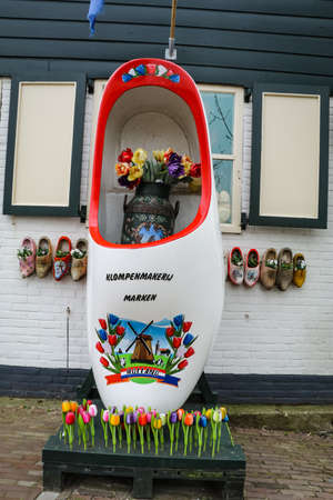 Wooden shoes factory in Volendam, Netherlandのeditorial素材