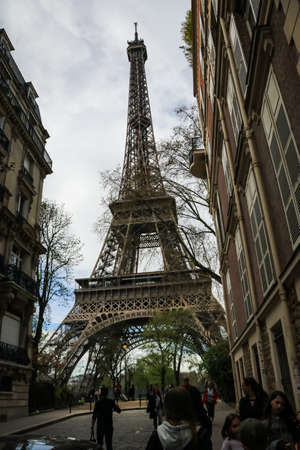The Eiffel Tower is a wrought-iron lattice tower on the Champ de Mars in Paris, France.のeditorial素材
