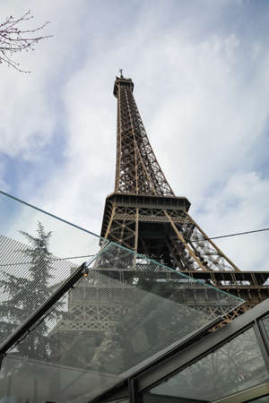 The Eiffel Tower is a wrought-iron lattice tower on the Champ de Mars in Paris, France.のeditorial素材