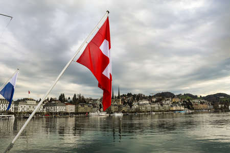 Lucerne is a city in central Switzerland, in the German-speaking portion of the country. Lucerne is the capital of the canton of Lucerne and part of the district of the same nameのeditorial素材