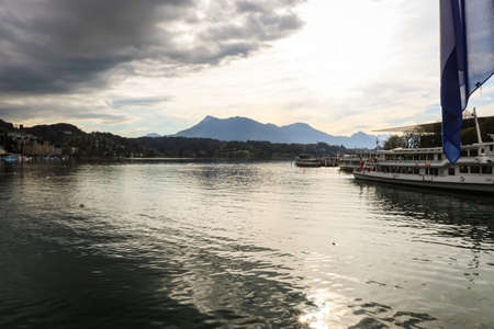 Lucerne is a city in central Switzerland, in the German-speaking portion of the country. Lucerne is the capital of the canton of Lucerne and part of the district of the same nameのeditorial素材