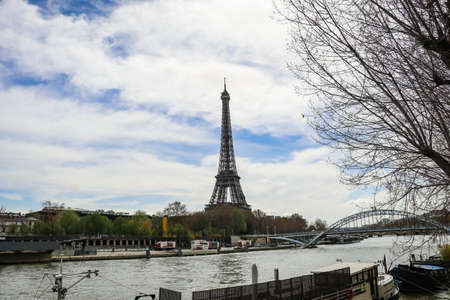 The Eiffel Tower is a wrought-iron lattice tower on the Champ de Mars in Paris, France.のeditorial素材