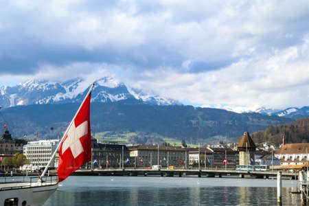 Lucerne is a city in central Switzerland, in the German-speaking portion of the country. Lucerne is the capital of the canton of Lucerne and part of the district of the same nameのeditorial素材