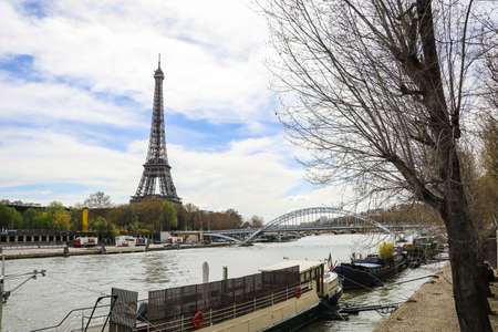 The Eiffel Tower is a wrought-iron lattice tower on the Champ de Mars in Paris, France.のeditorial素材