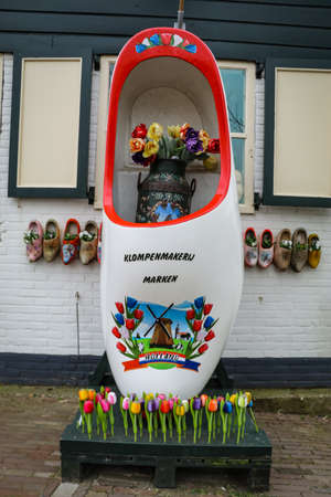 Wooden shoes factory in Volendam, Netherlandのeditorial素材