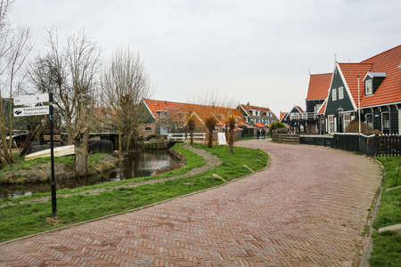 Scenic country side view at Zaan Schaans, Netherlandのeditorial素材