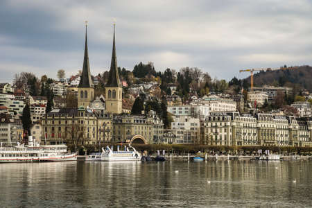 Lucerne is a city in central Switzerland, in the German-speaking portion of the country. Lucerne is the capital of the canton of Lucerne and part of the district of the same nameのeditorial素材