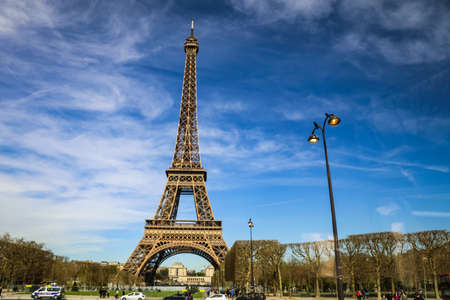 The Eiffel Tower is a wrought-iron lattice tower on the Champ de Mars in Paris, France.のeditorial素材
